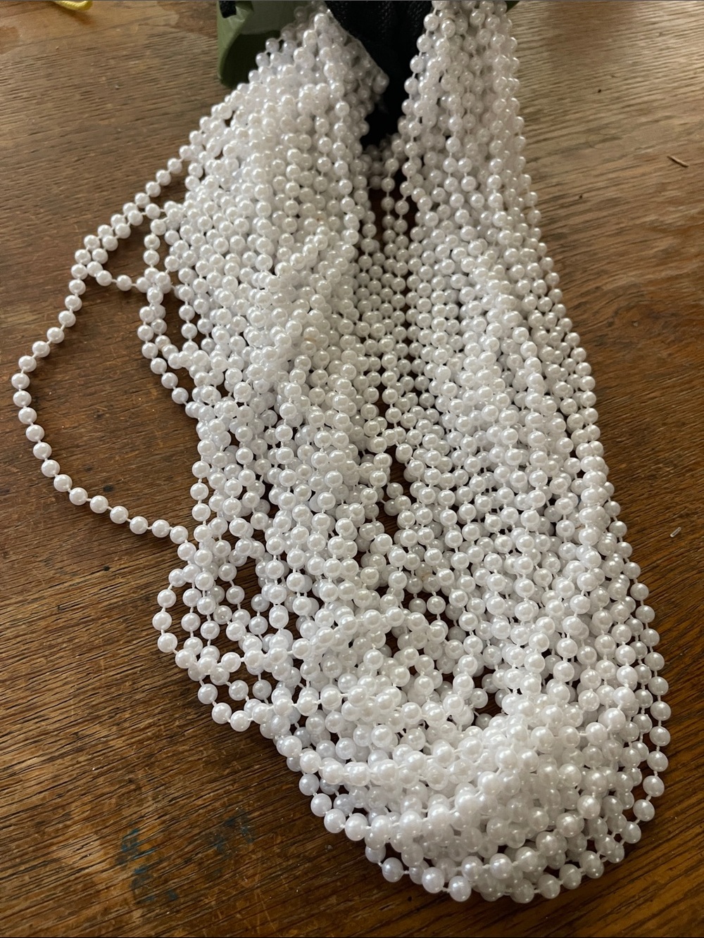 Plastic White Pearl Bead Necklace - Baby Shower Birthday Party Mardi Gras